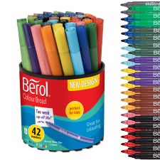 Berol 2057597 Broad Felt Tip Colouring Pens Assorted colours 1.2mm Tub of 42 thumbnail 2