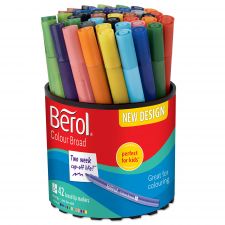 Berol 2057597 Broad Felt Tip Colouring Pens Assorted colours 1.2mm Tub of 42 thumbnail 1