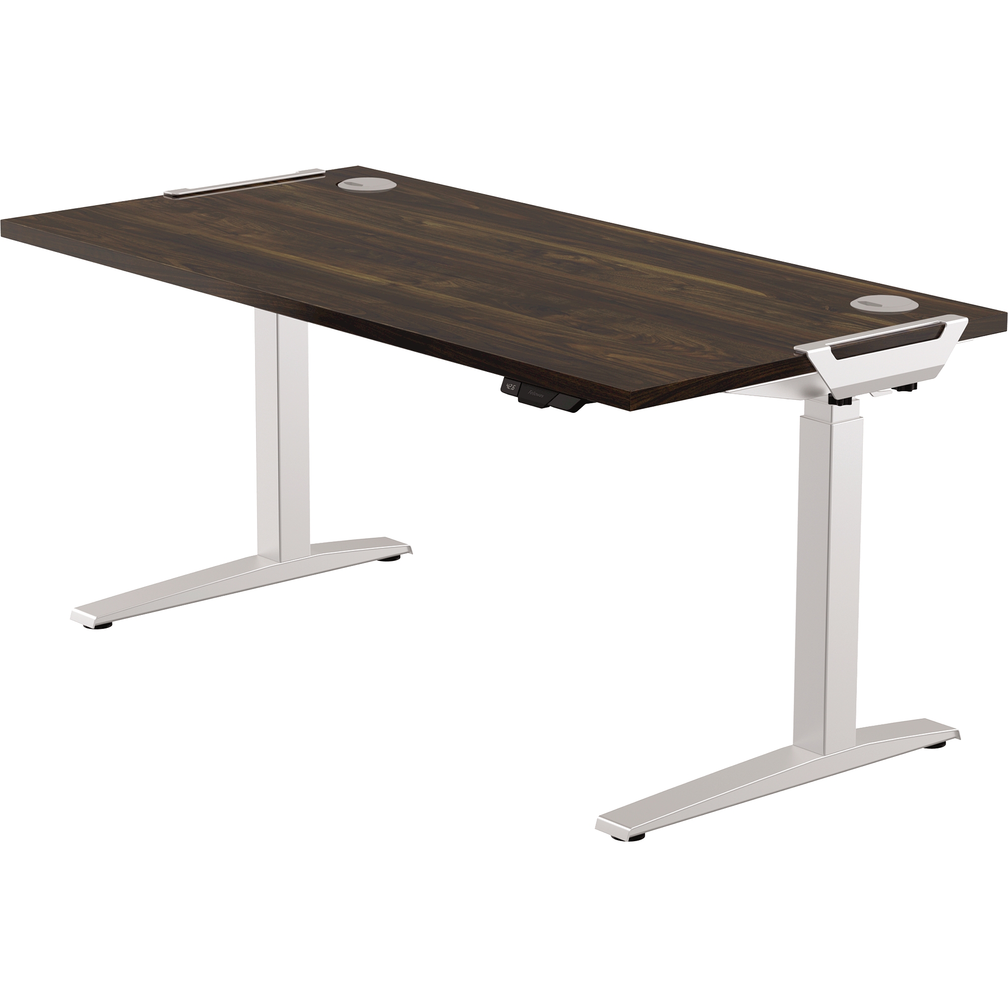 Fellowes Levado Silver Desk Base and Walnut Worktop 1400mm