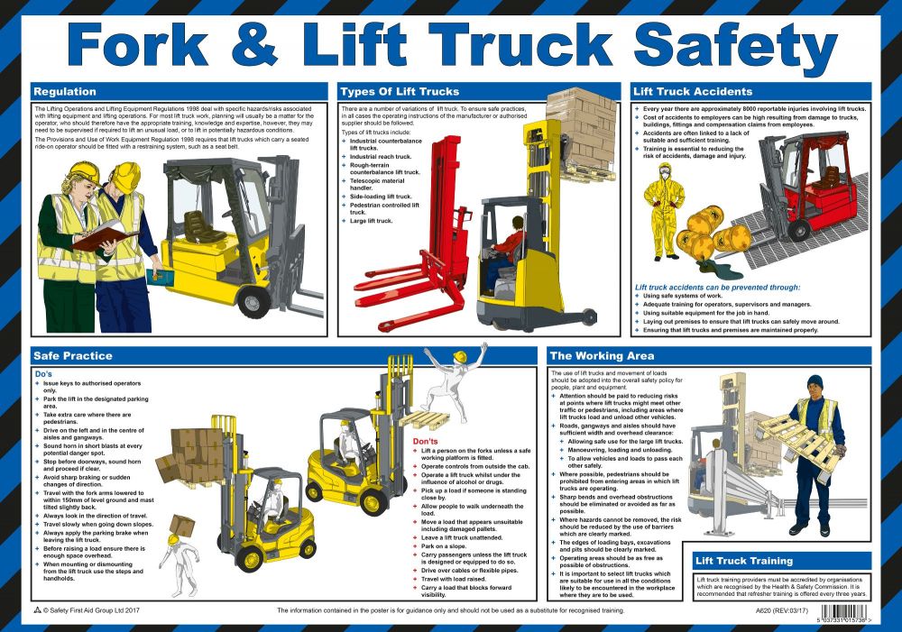 Fork and Lift Truck Safety Guidance Poster A2 Laminated