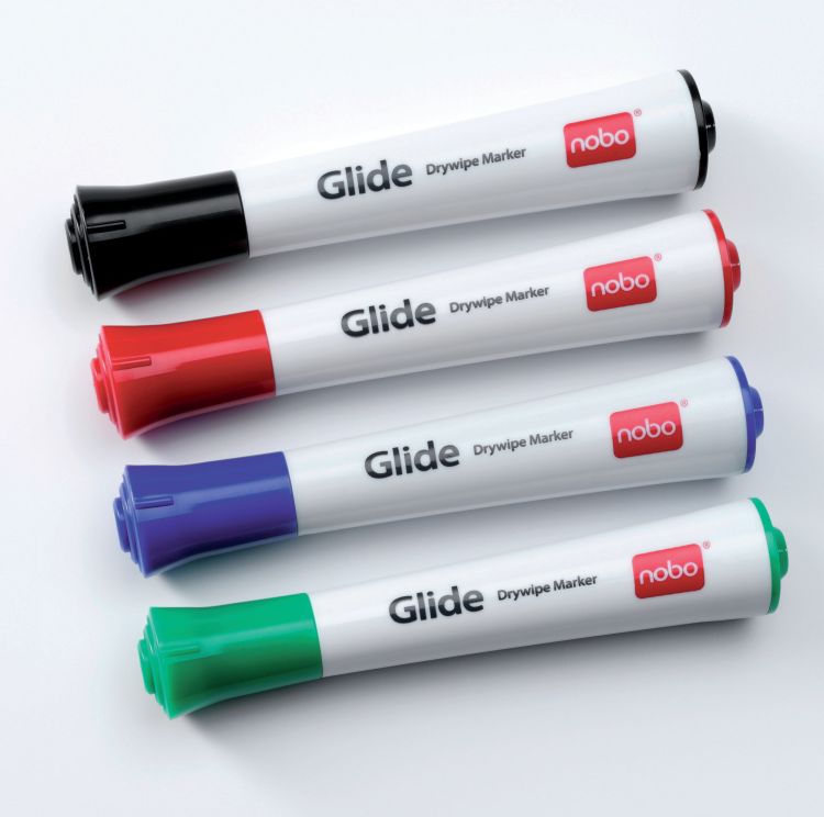 Nobo 1902077 Glide Drywipe Markers Pack of 4 Fine Tip