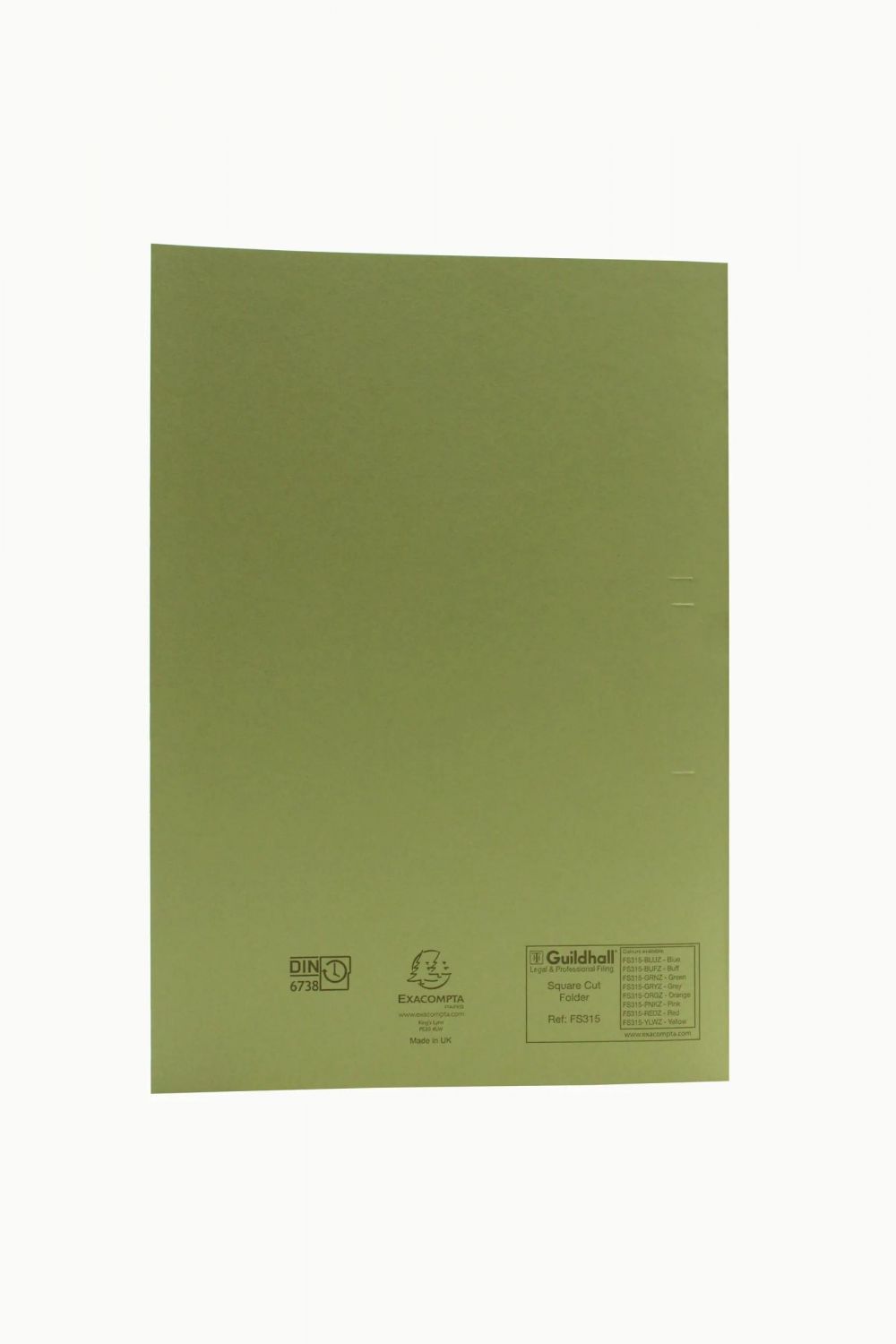 Exacompta Guildhall Square Cut Folder Foolscap Green Pack of 100