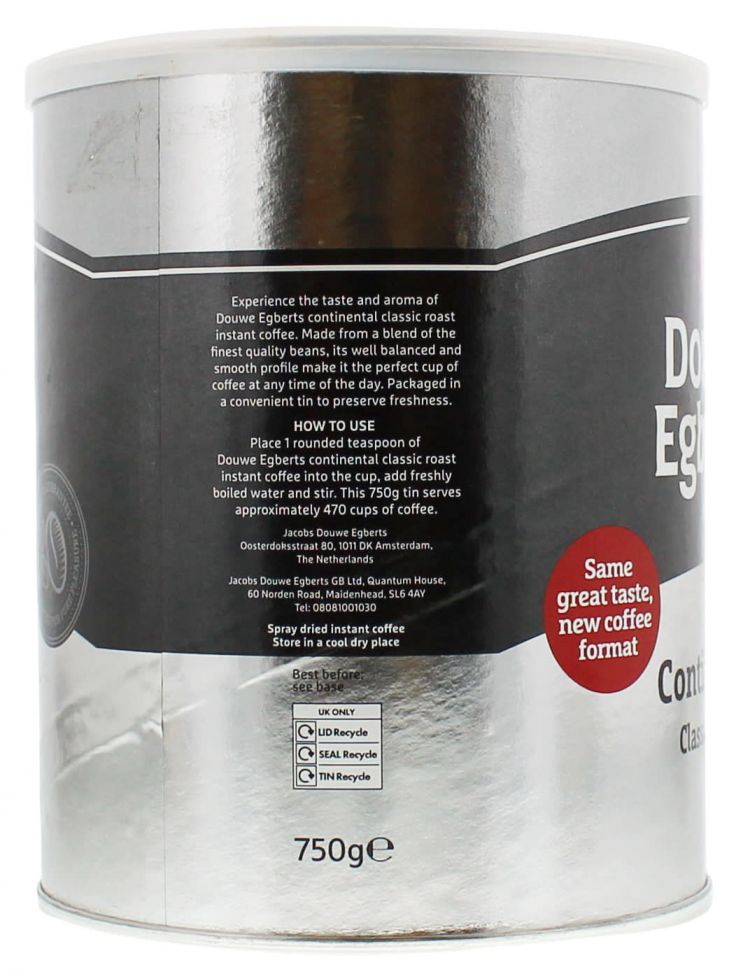 Douwe Egberts 750G Rich Roast Continental Classic Tin - Image 2