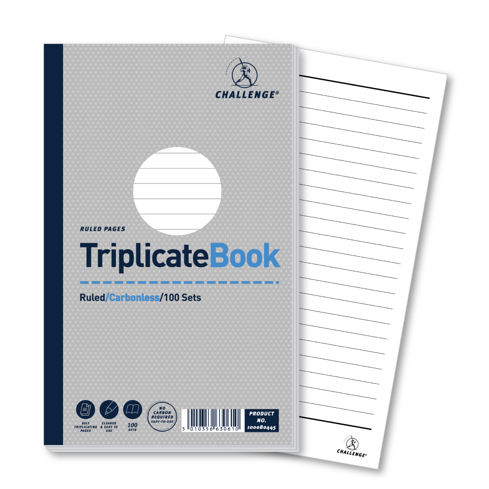 Challenge Carbonless Triplicate Book 100 Sets 210x130mm Pack of 5