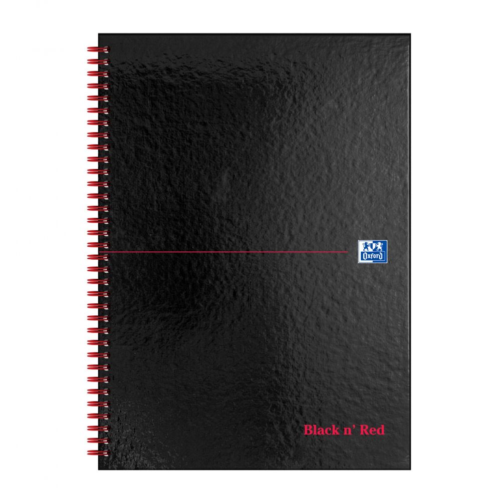 Black n` Red Wirebound Ruled Hardback Notebook A4 Pack of 5