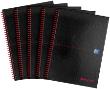 Black n` Red Wirebound Ruled Perforated Hardback Notebook A4 Pack 5 thumbnail 2