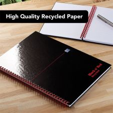 Black n` Red Wirebound Recycled Ruled Hardback Notebook A4 Pack of 5 thumbnail 6