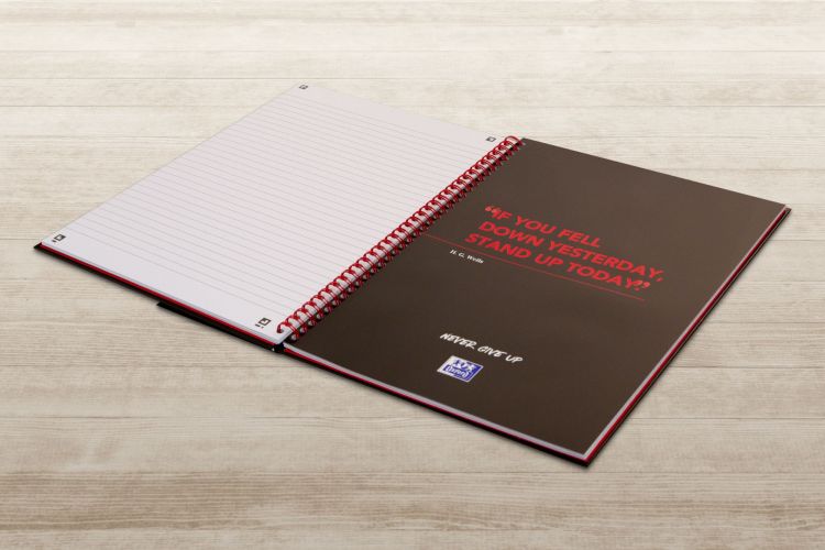 Black n` Red Wirebound Recycled Ruled Hardback Notebook A4 Pack of 5 - Image 4