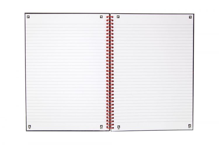 Black n` Red Wirebound Recycled Ruled Hardback Notebook A4 Pack of 5 - Image 2