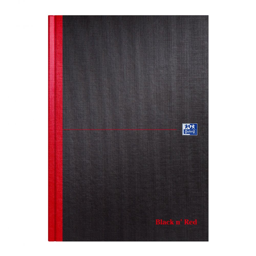 Black n` Red Casebound Ruled Hardback Notebook A4 Pack of 5