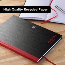 Black n` Red Casebound Recycled Hardback Notebook A4 Pack of 5 thumbnail 5