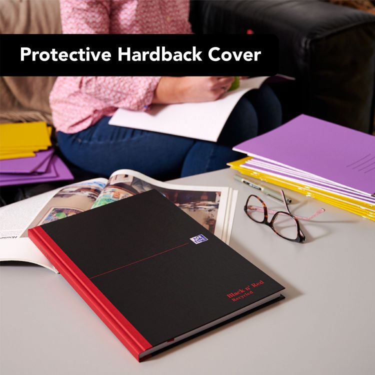 Black n` Red Casebound Recycled Hardback Notebook A4 Pack of 5 - Image 4