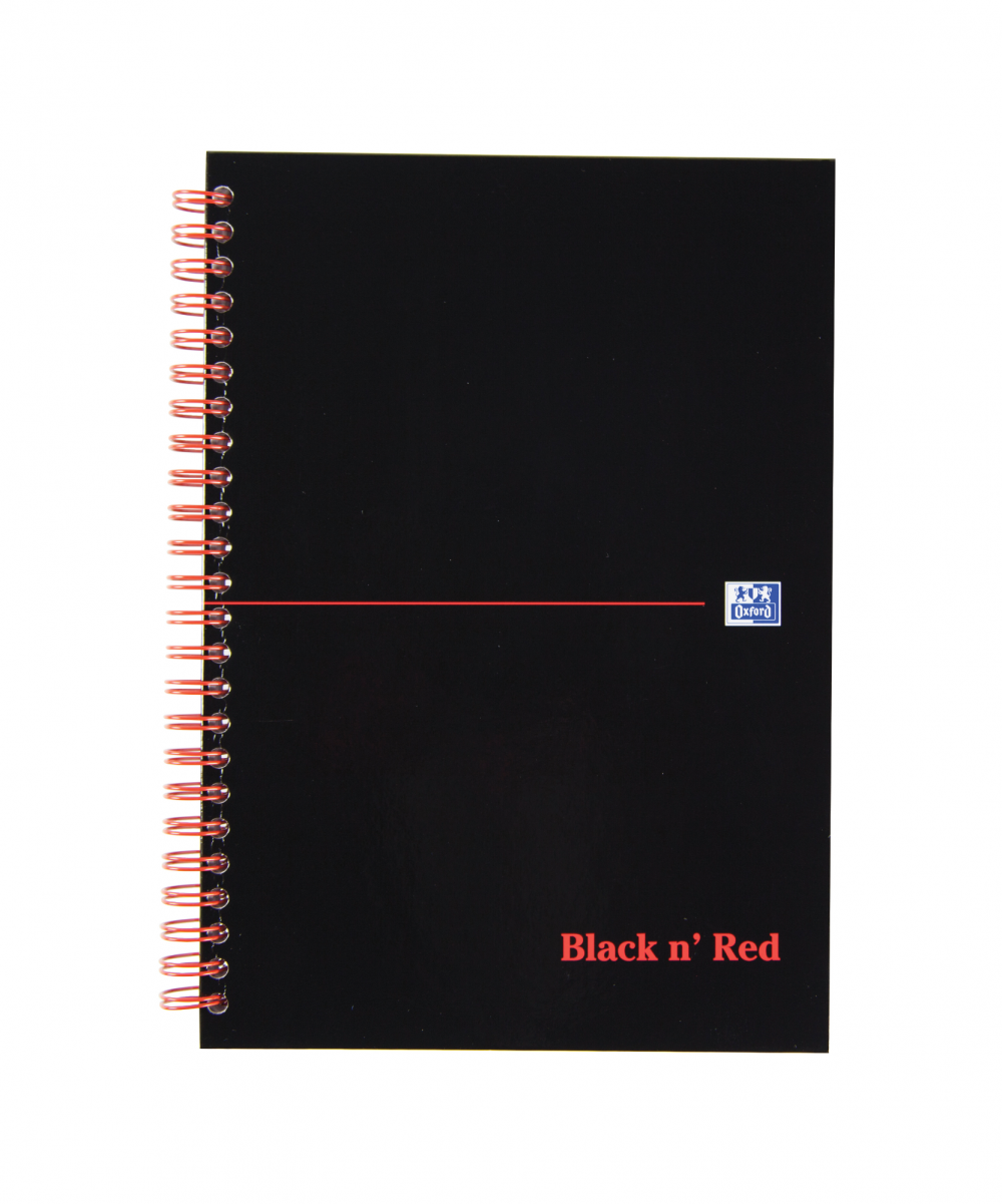 Black n` Red Wirebound Ruled Perforated Hardback Notebook A5 Pack 5