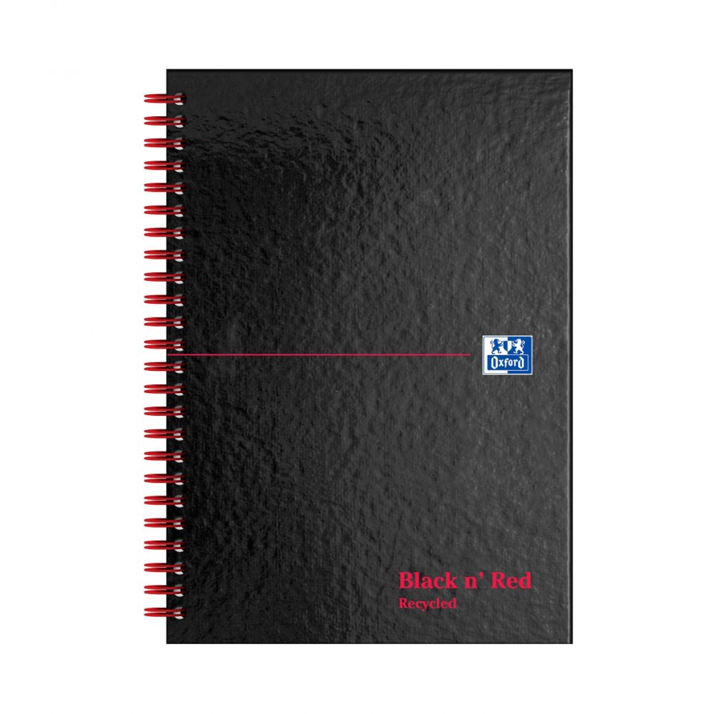 Black n` Red Wirebound Recycled Ruled Hardback Notebook A5 Pack of 5