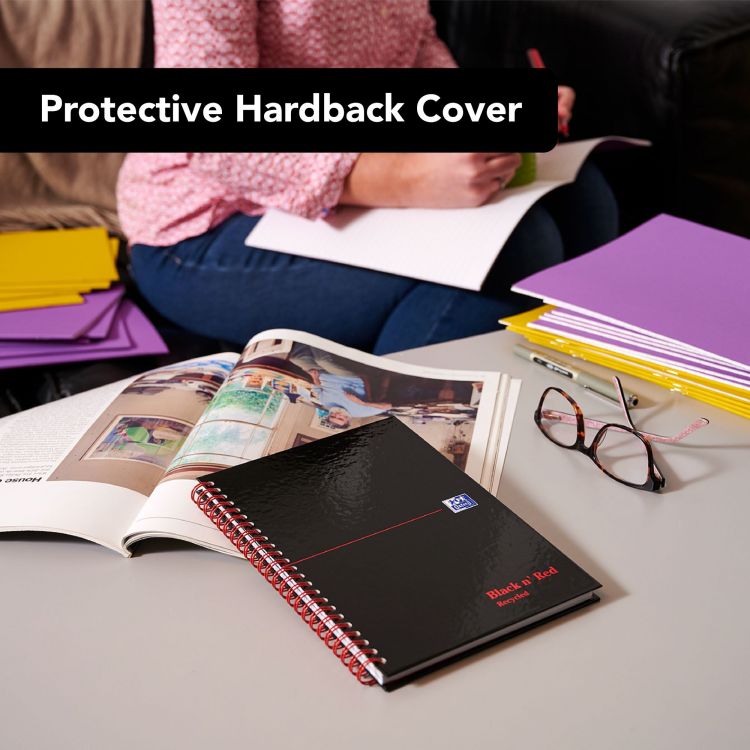 Black n` Red Wirebound Recycled Ruled Hardback Notebook A5 Pack of 5 - Image 8