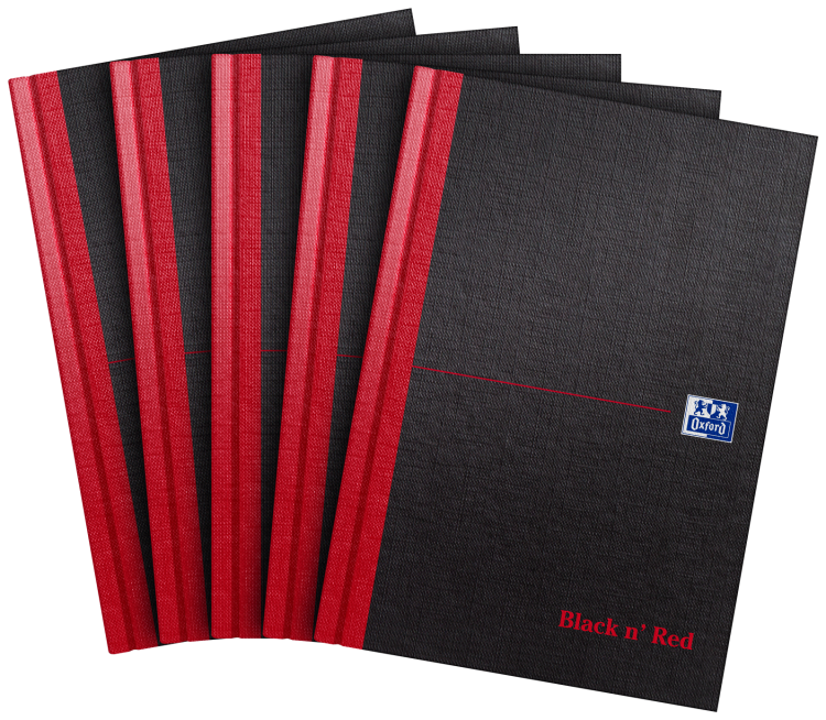 Black n` Red Casebound Hardback Notebook 192 Pages A5 Pack of 5 - Image 2