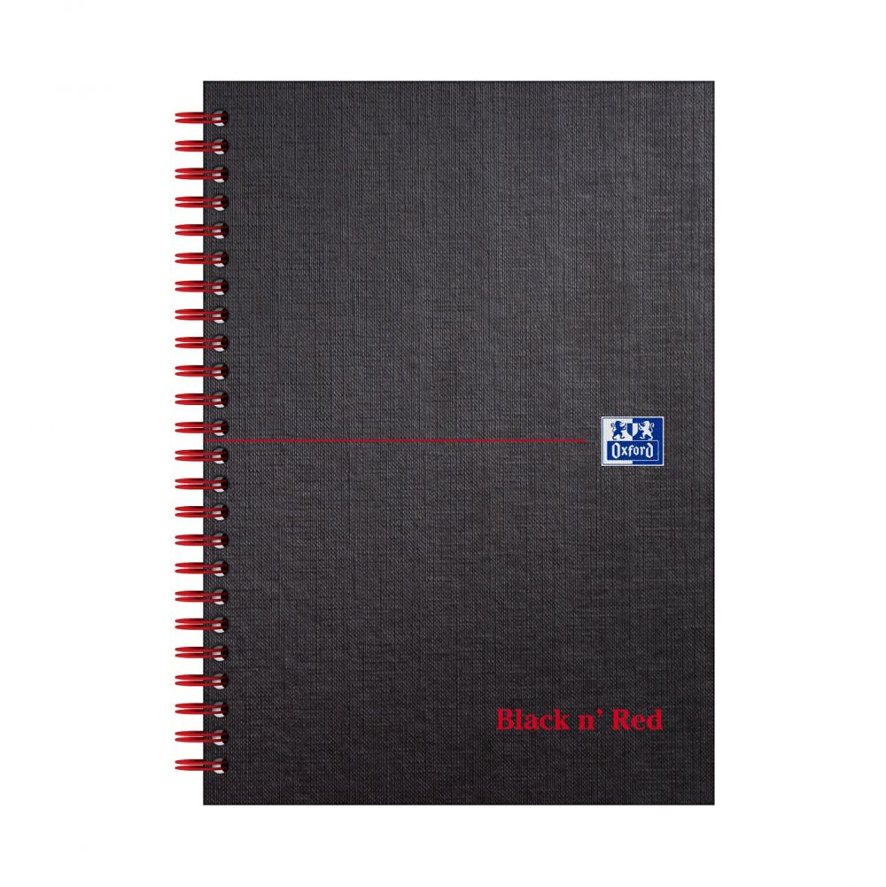 Black n` Red Wirebound Ruled Hardback Notebook 140 Page A5 Pack of 5
