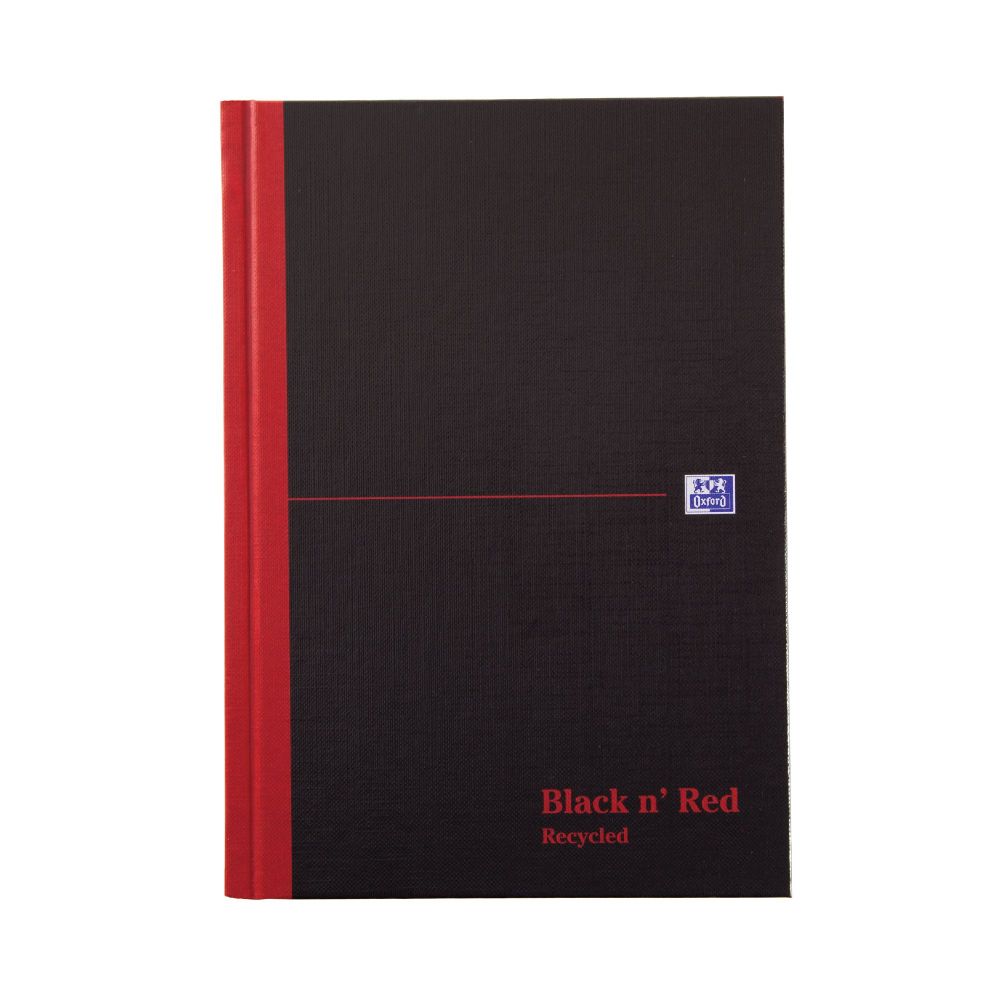 Black n` Red Casebound Ruled Recycled Hardback Notebook A5 Pack of 5