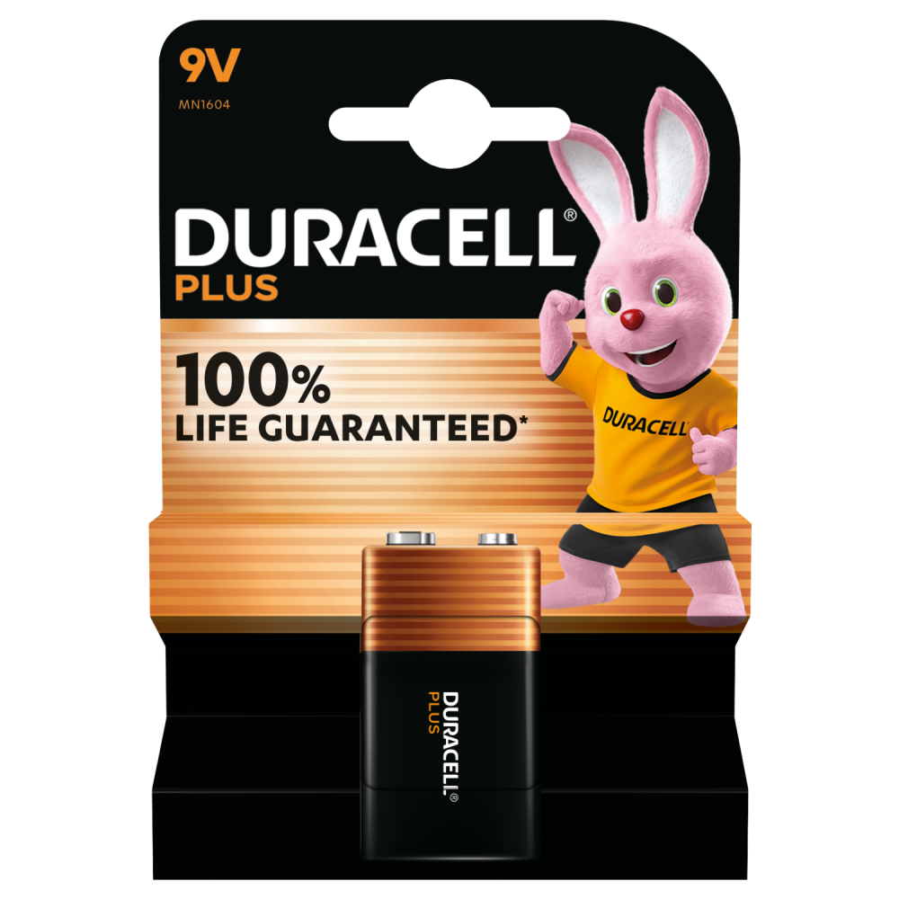 Duracell Plus 100% Extra Life Alkaline Power 9v