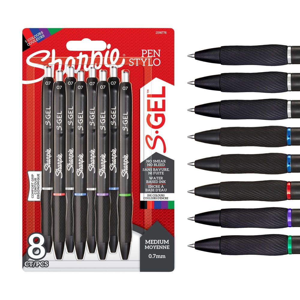 Sharpie S Gel Medium Point Pens Assorted Colours Pack of 8