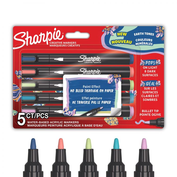 Sharpie Creative Marker Acrylic Paint Bullet Tip Pack of 5 Assorted Earth Colours - Image 2