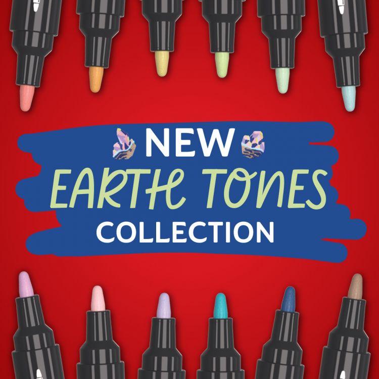 Sharpie Creative Marker Acrylic Paint Bullet Tip Pack of 5 Assorted Earth Colours - Image 3