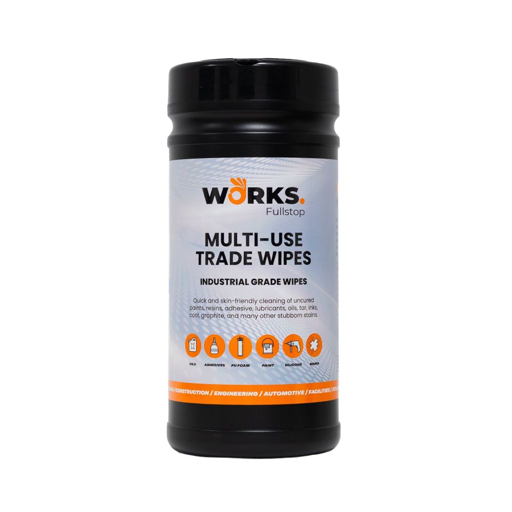 WORKS Multi-Use Trade Wipes - Industrial Grade Wipes Tub of 100