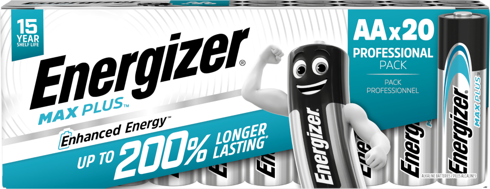 Energizer Max Plus Alkaline AA Battery Pack of 20