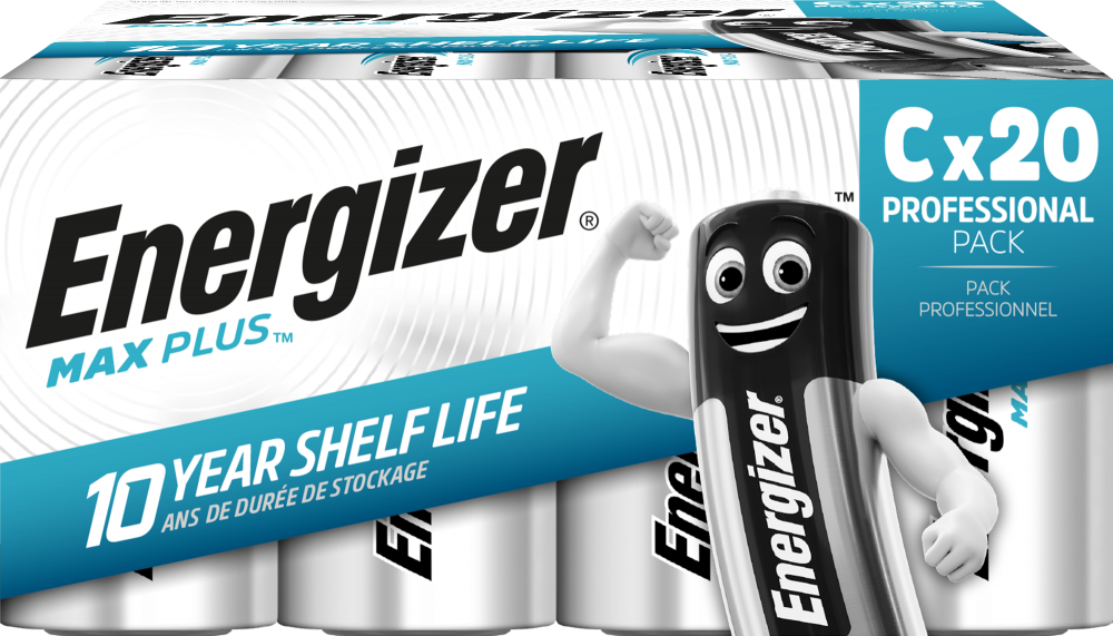 Energizer Max Plus Alkaline C Battery Pack of 20