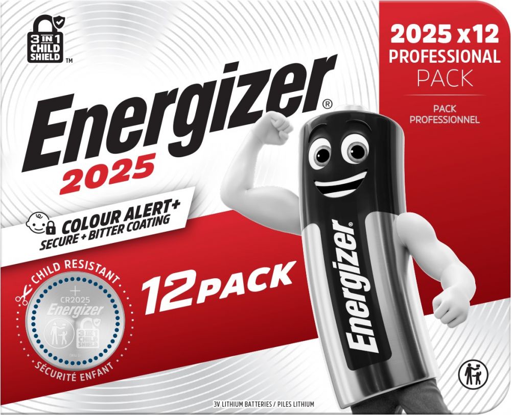 Energizer Lithium CR2025 Coin Cell Pack of 12