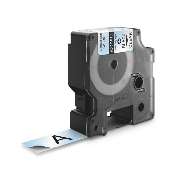 Dymo 622290 19mm Black on Clear Tape - Image 2