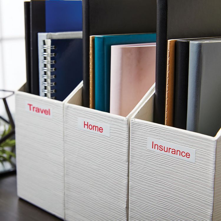 Dymo 45015 D1 12mm x 7m Red on White Tape - Image 8