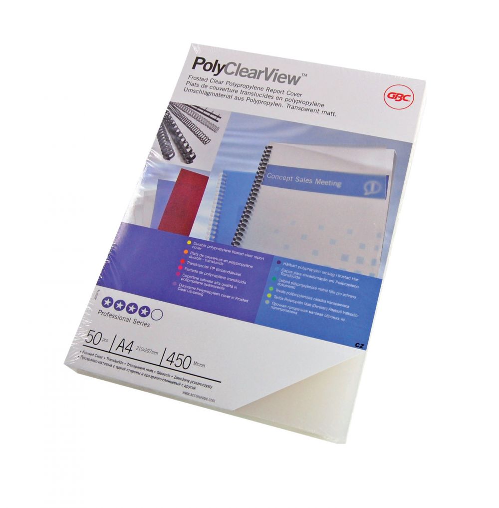 GBC IB387166 PolyClearView 350 Micron Binding Covers 100pk