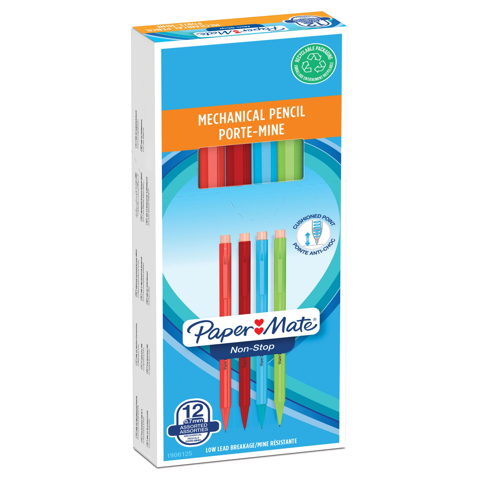 Paper Mate 1906125 Mechanical Pencil 0.7mm, HB 2 Assorted Neon Barrel Colours Box of 12