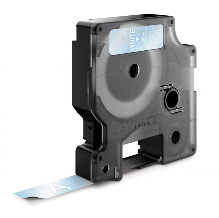 Dymo 45020 D1 12mm x 7m White on Clear Tape - Image 2