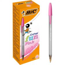 Bic Pack of 20 Cristal Fun Pink Ballpoint Pen 1.6mm Tip thumbnail 1
