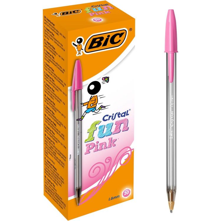 Bic Pack of 20 Cristal Fun Pink Ballpoint Pen 1.6mm Tip - Image 1