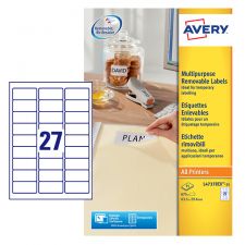 Avery L4737REV-25 Multipurpose Removable Labels 25 sheets - 27 Labels per Sheet thumbnail 2