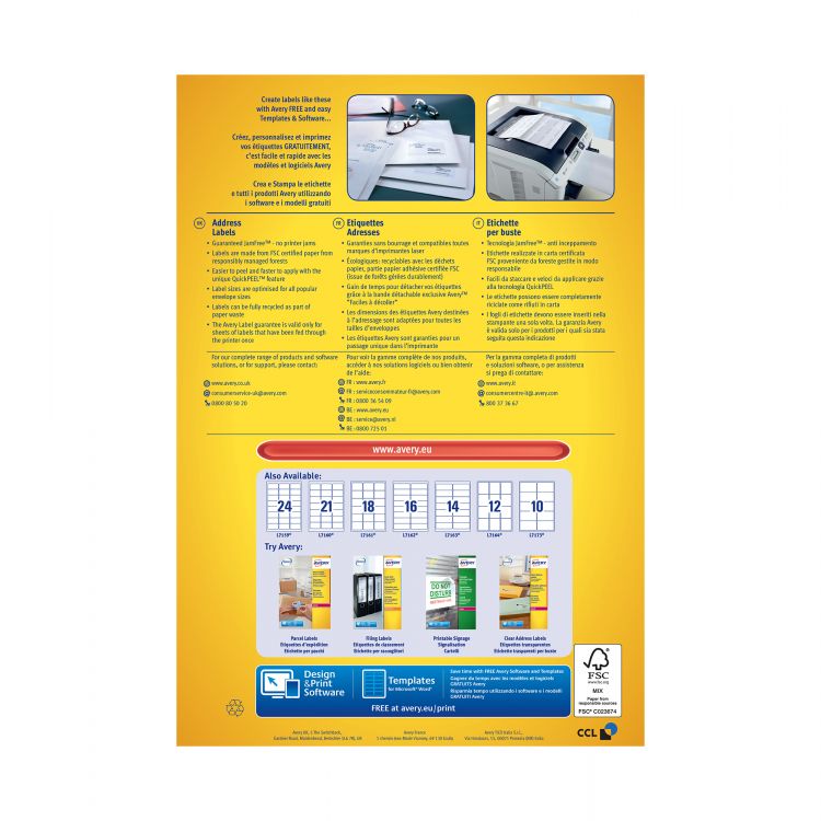 Avery L7159-100 Address Labels 100 sheets - 24 Labels per Sheet - Image 3