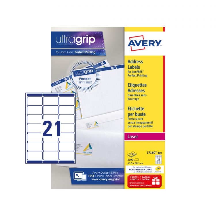Avery L7160-100 Address Labels 100 sheets - 21 Labels per Sheet - Image 3