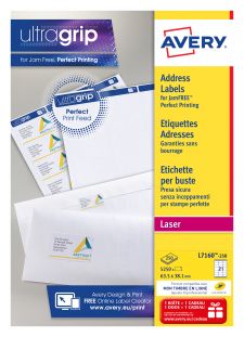 Avery L7160-250 Address Labels 250 sheets - 21 Labels per Sheet thumbnail 1