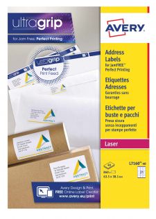 Avery L7160-40 Address Labels 40 sheets - 21 Labels per Sheet