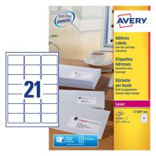 Avery L7160-500 Address Labels 500 sheets - 21 Labels per Sheet