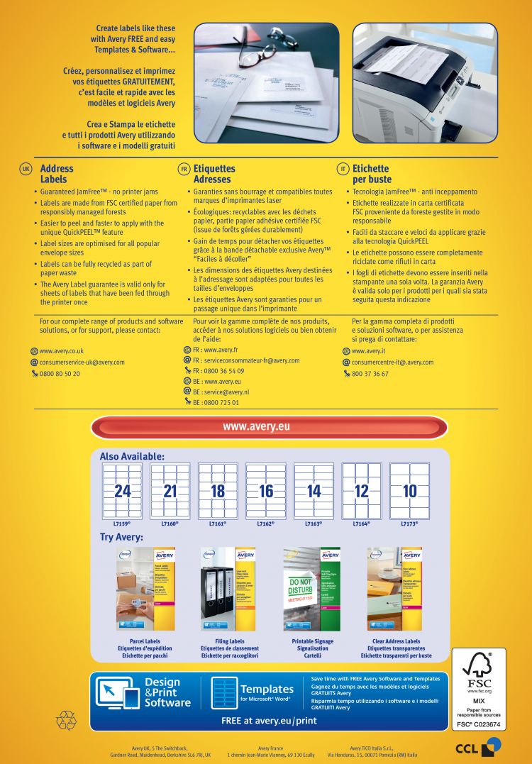 Avery L7163-100 Address Labels 100 sheets - 14 Labels per Sheet - Image 4