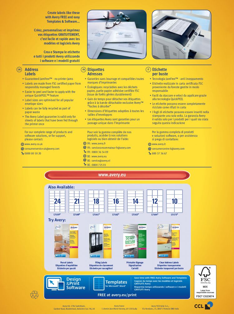 Avery L7163-500 Address Labels 500 sheets - 14 Labels per Sheet - Image 4