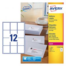 Avery L7164-100 Address Labels 100 sheets - 12 Labels per Sheet
