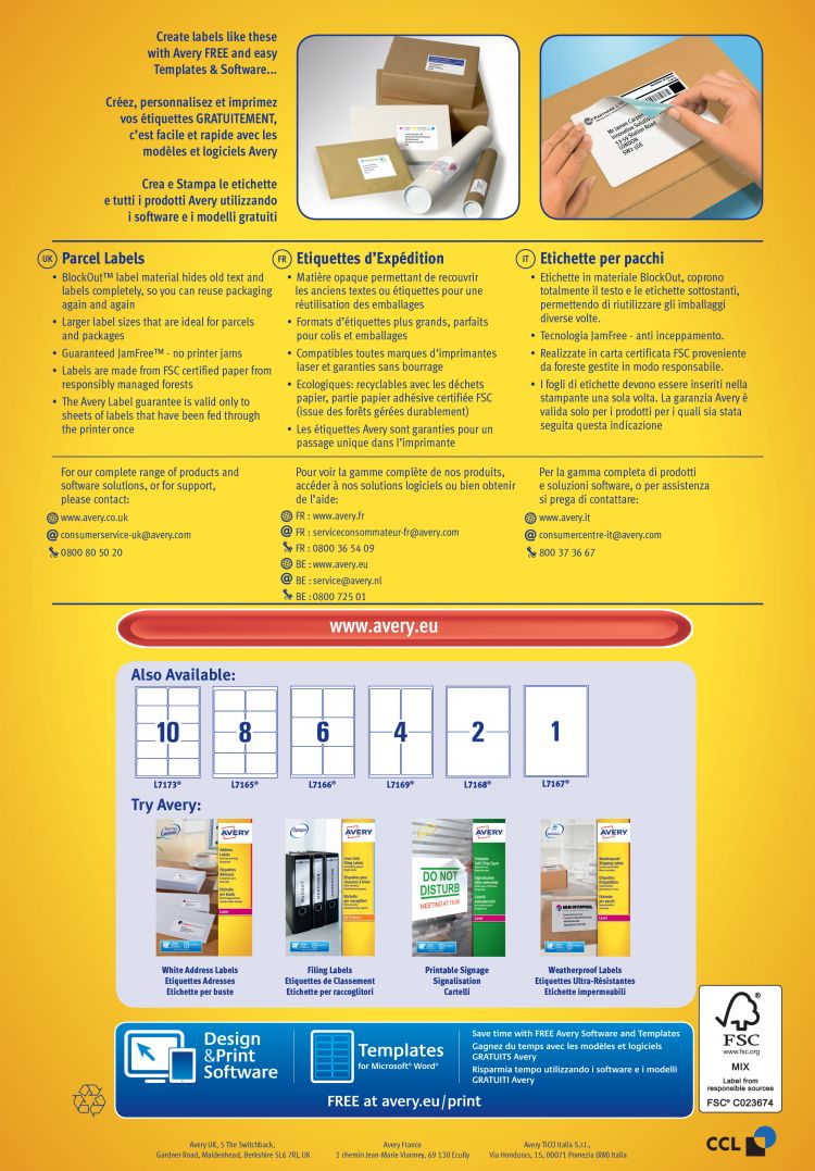 Avery L7166-100 Parcel Labels 100 sheets - 6 Labels per Sheet - Image 2