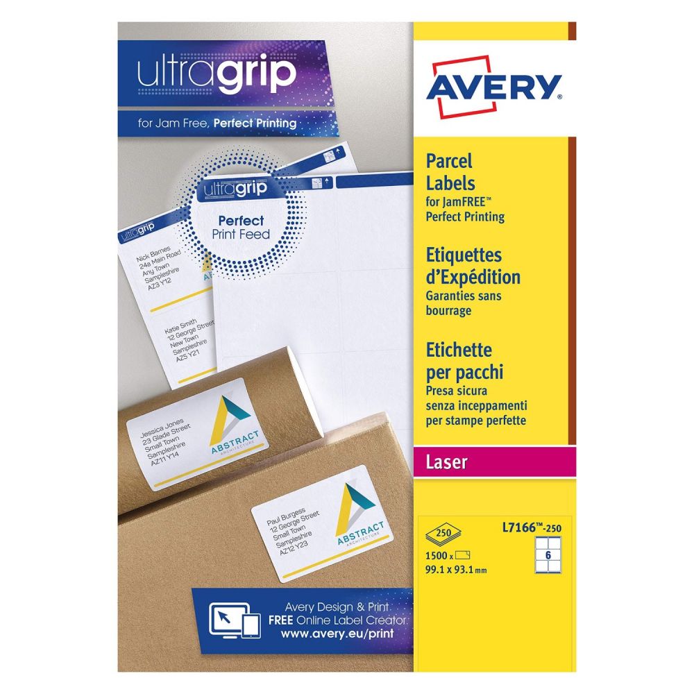 Avery L7166-250 Parcel Labels 250 sheets - 6 Labels per Sheet