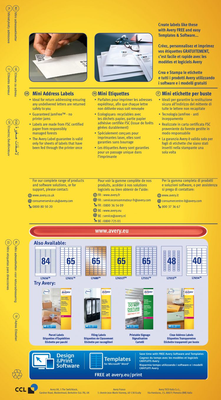 Avery L7651-25 Mini Address Labels 25 sheets - 65 Labels per Sheet - Image 3