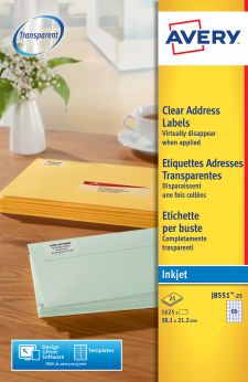 Avery J8551-25 Clear Address Labels 25 sheets - 65 Labels per Sheet thumbnail 3